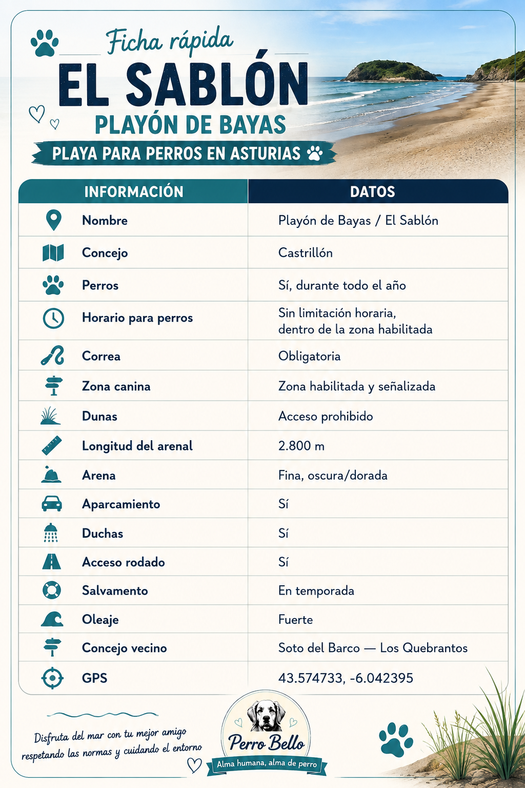 Playón de Bayas El Sablón: Playa Para Perros Asturias